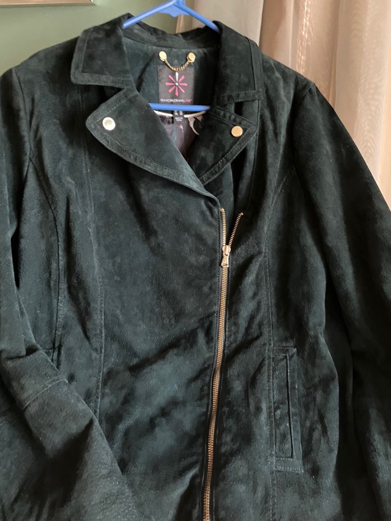 Issac Mizrahi Women's Size 16 Green Suede Moto Jacket Reduced
